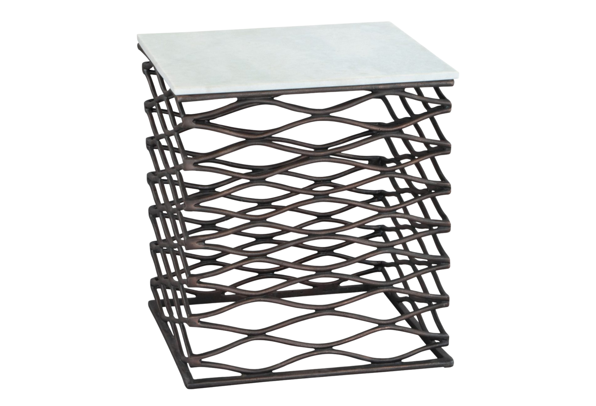 Duke Side Table White & Antique Bronze