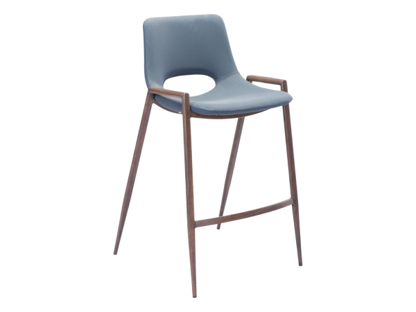 Desi Counter Stool (Set of 2) Azure Gray & Walnut