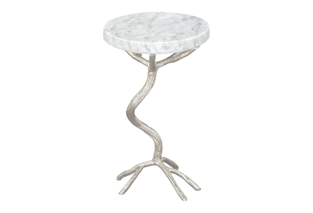 Joel Side Table White & Silver