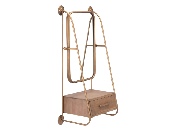 Peralta Mirror Shelf Brass & Brown