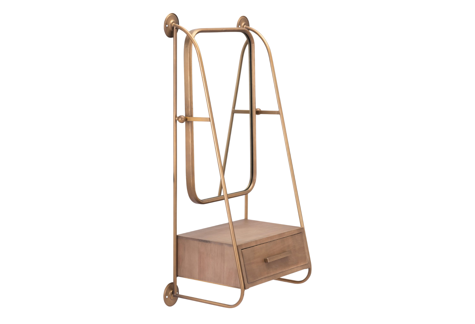 Peralta Mirror Shelf Brass & Brown