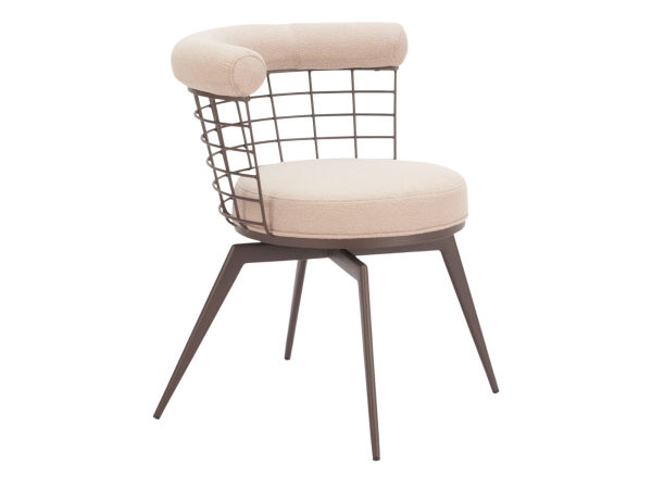 Saku Swivel Dining Chair Beige & Brown
