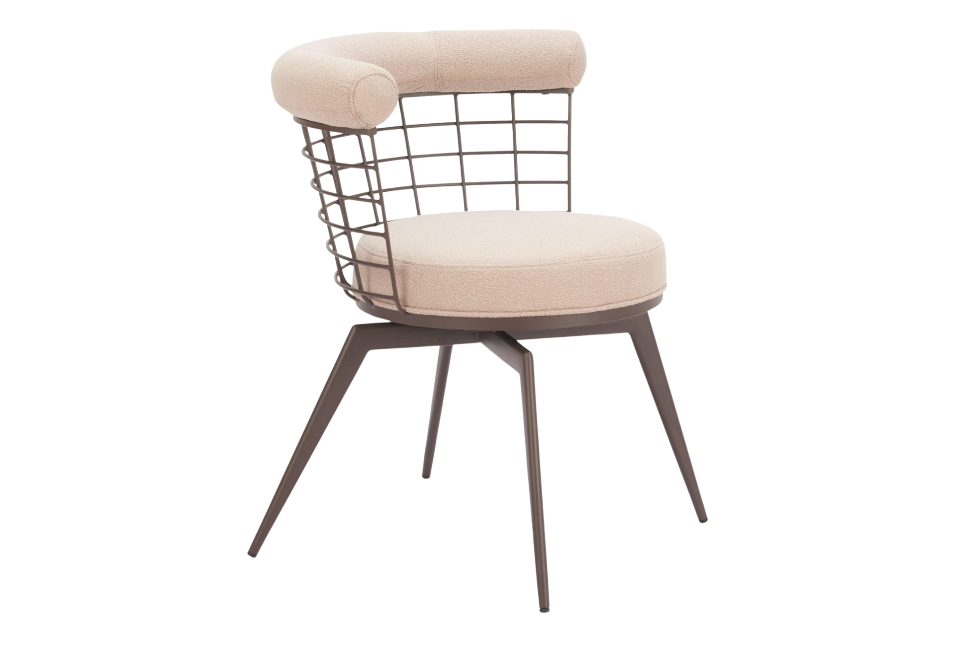 Saku Swivel Dining Chair Beige & Brown