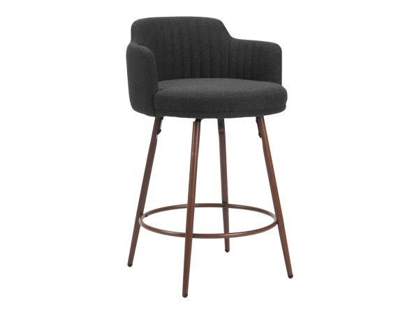 Kono Swivel Counter Stool (Set of 2) Black & Walnut