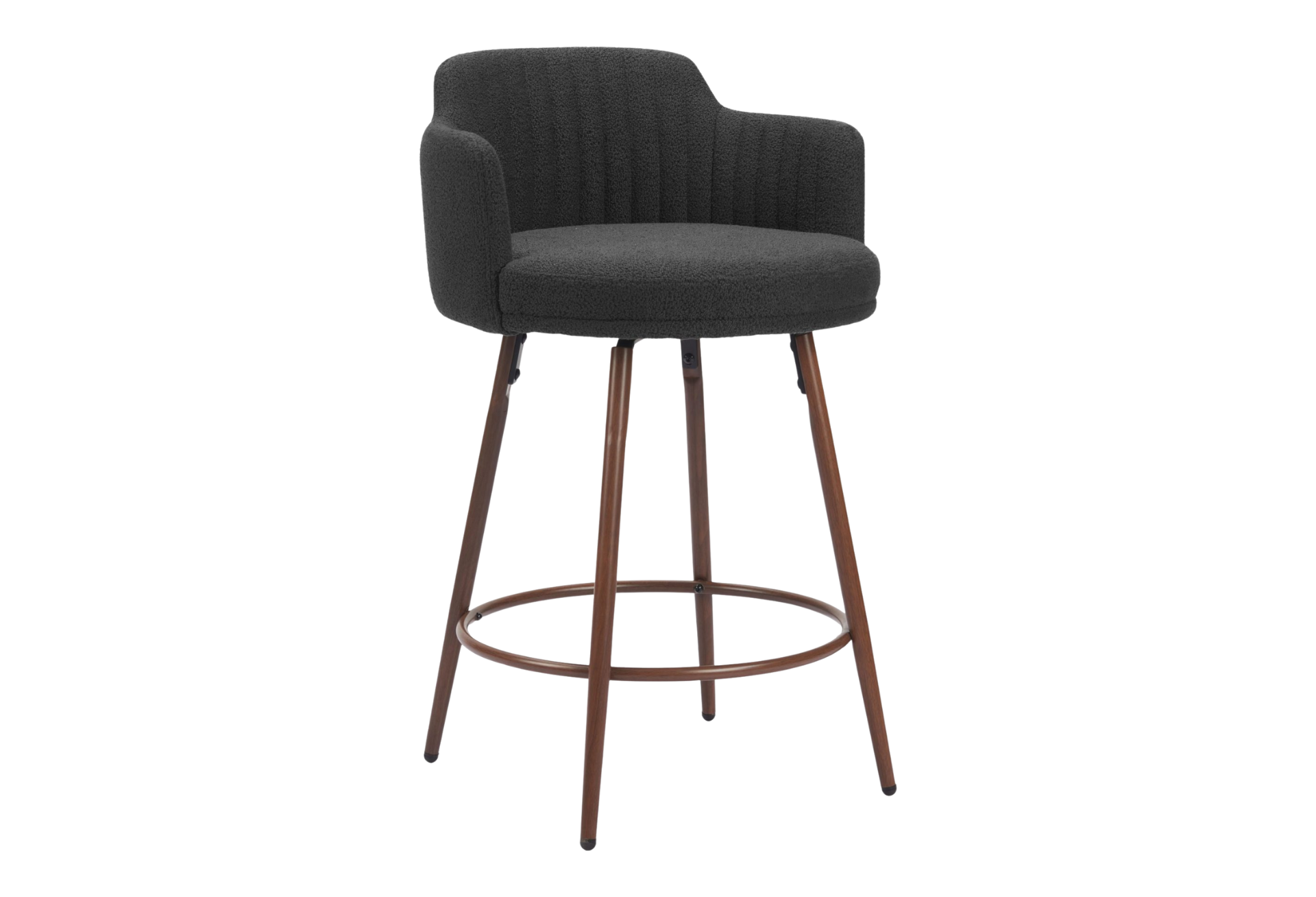 Kono Swivel Counter Stool (Set of 2) Black & Walnut