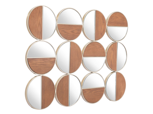 Cycle Round Mirror Gold & Walnut