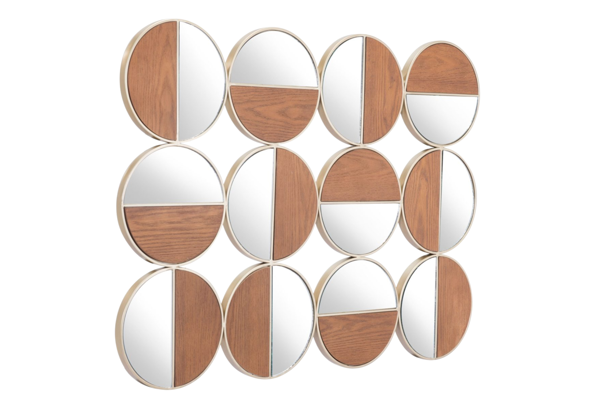 Cycle Round Mirror Gold & Walnut
