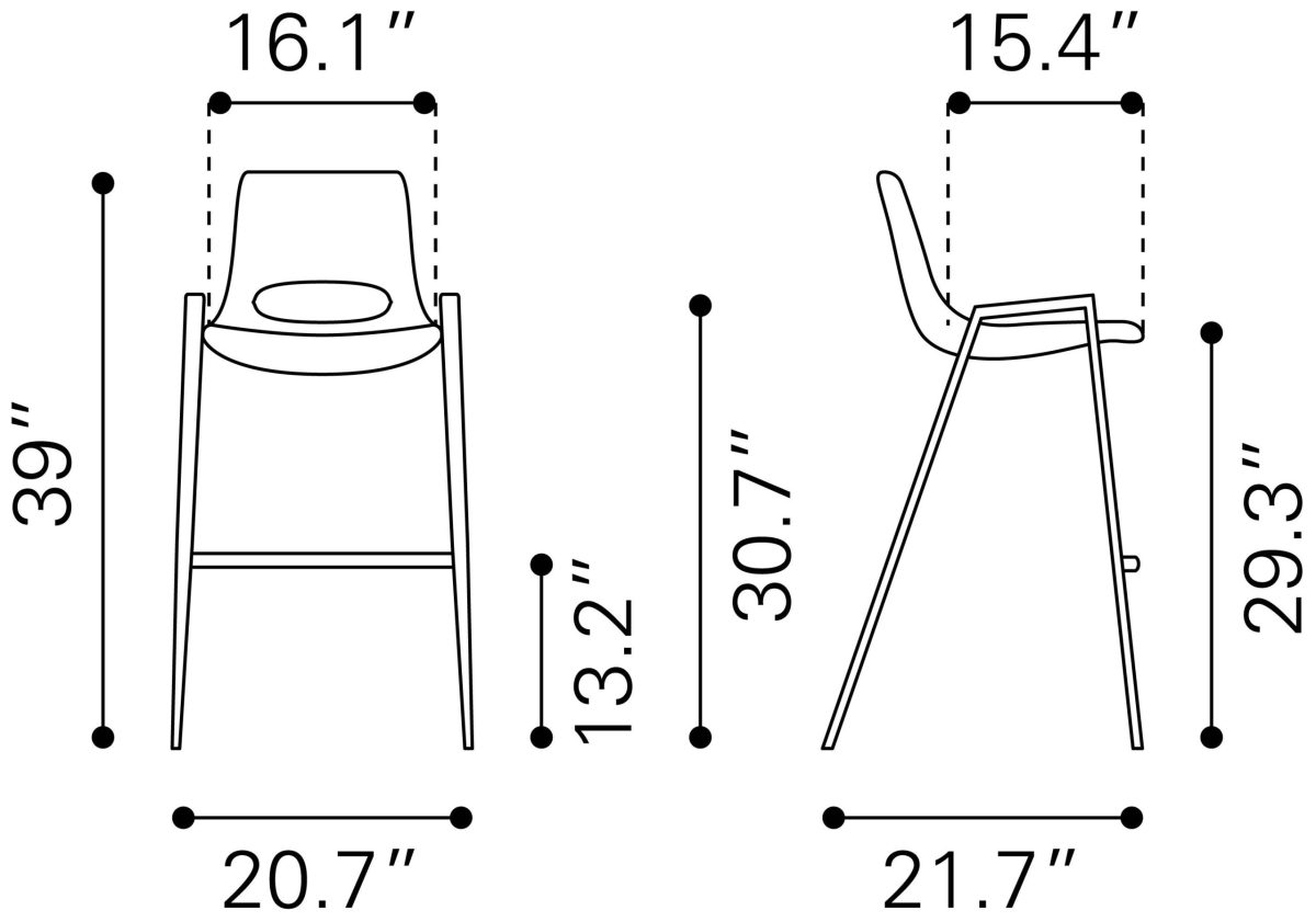 Desi Barstool (Set of 2) Black & Walnut